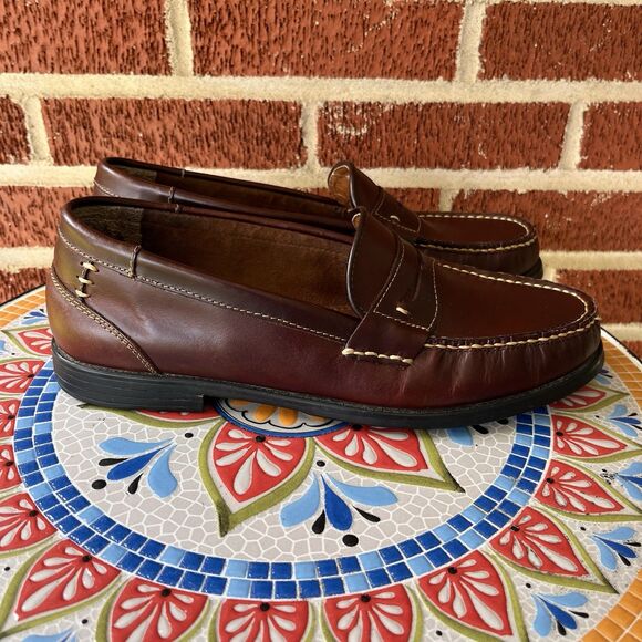 Vintage French Shriner Ronan Mens 10M Burgundy Penny Loafers Handcrafted main image 9